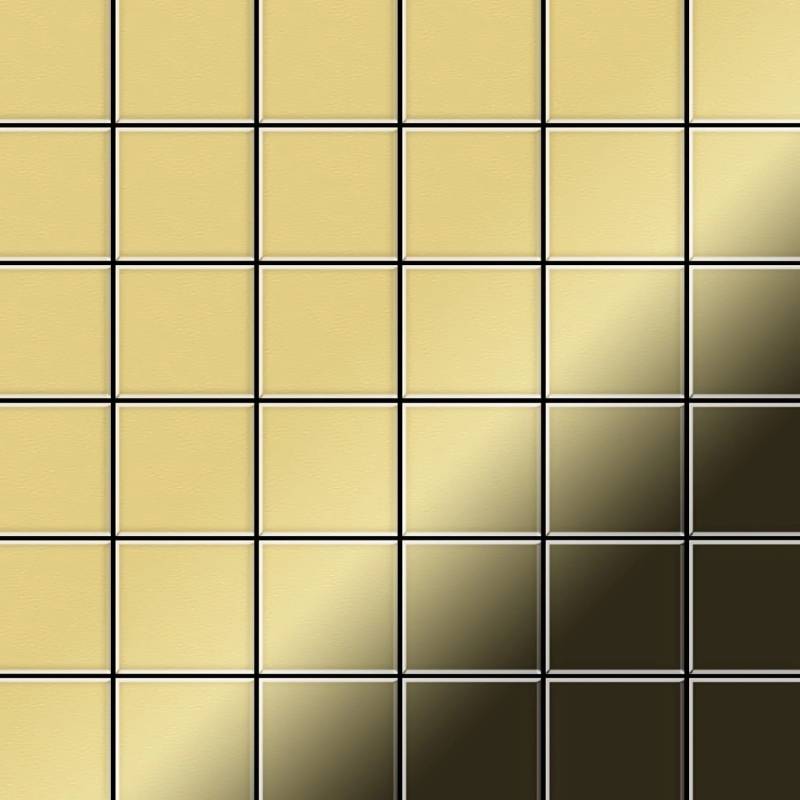 ALLOY Mosaik Fliese Massiv Metall Messing Gewalzt Gold 1,6mm Stark Cinquanta-bm 1 Paket mit 10 Matten 0,94 m2 Gold von ALLOY