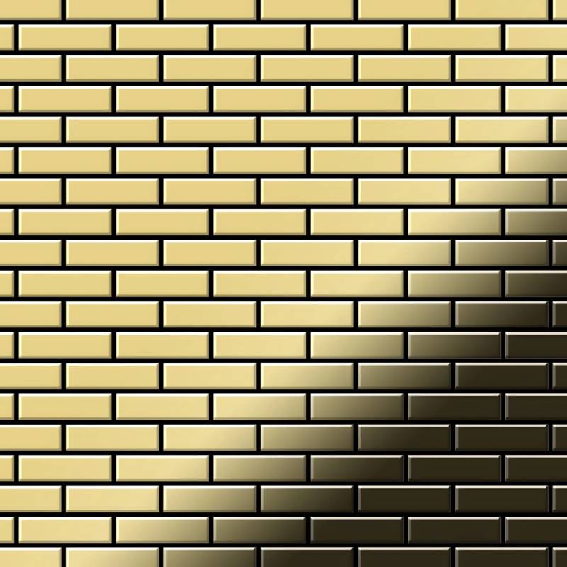 ALLOY Mosaik Fliese Massiv Metall Messing Gewalzt Gold 1,6mm Stark Pk-bm 1 Paket mit 10 Matten 0,88 m2 Gold von ALLOY