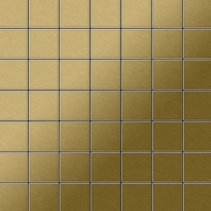 ALLOY Mosaik Fliese Massiv Metall Titan Gebürstet Gold 1,6mm Stark Attica-ti-gb 1 Paket mit 10 Matten 0,85 m2 Gold von ALLOY