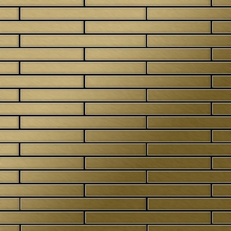 ALLOY Mosaik Fliese Massiv Metall Titan Gebürstet Gold 1,6mm Stark Avenue-ti-gb 1 Paket mit 10 Matten 0,74 m2 Gold von ALLOY