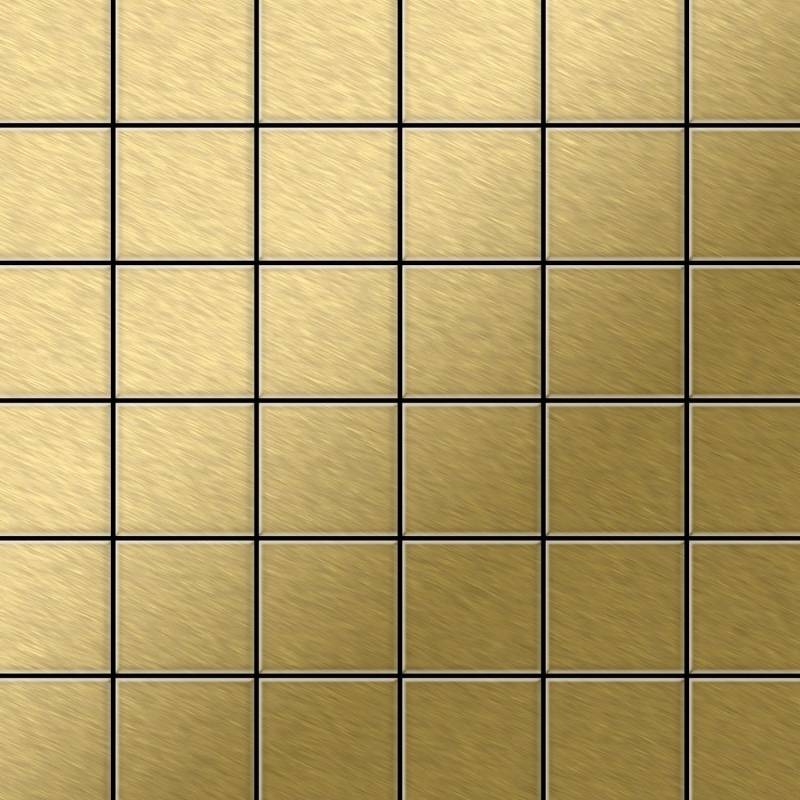 ALLOY Mosaik Fliese Massiv Metall Titan Gebürstet Gold 1,6mm Stark Cinquanta-ti-gb 1 Paket mit 10 Matten 0,94 m2 Gold von ALLOY