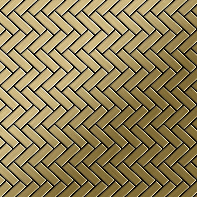 ALLOY Mosaik Fliese Massiv Metall Titan Gebürstet Gold 1,6mm Stark Herringbone-ti-gb 1 Paket mit 10 Matten 0,85 m2 Gold ALLOY Mosaik Fliese Massiv Metall Titan Gebürstet Gold 1,6mm Stark Herringbone-ti-gb 1 Paket mit 10 Matten 0,85 m2 Gold von ALLOY