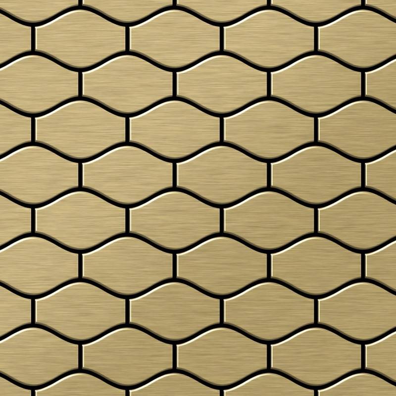 ALLOY Mosaik Fliese Massiv Metall Titan Gebürstet Gold 1,6mm Stark Karma-ti-gb 1 Paket mit 10 Matten 0,86 m2 Gold von ALLOY