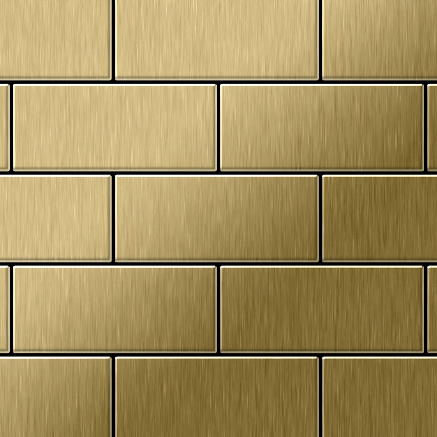 ALLOY Mosaik Fliese Massiv Metall Titan Gebürstet Gold 1,6mm Stark Subway-ti-gb 1 Paket mit 50 Matten 0,58 m2 Gold ALLOY Mosaik Fliese Massiv Metall Titan Gebürstet Gold 1,6mm Stark Subway-ti-gb 1 Paket mit 50 Matten 0,58 m2 Gold von ALLOY