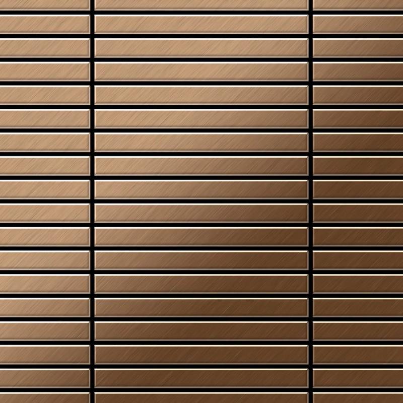 ALLOY Mosaik Fliese Massiv Metall Titan Gebürstet Kupfer 1,6mm Stark Linear-ti-ab 1 Paket mit 10 Matten 0,94 m2 Kupfer von ALLOY