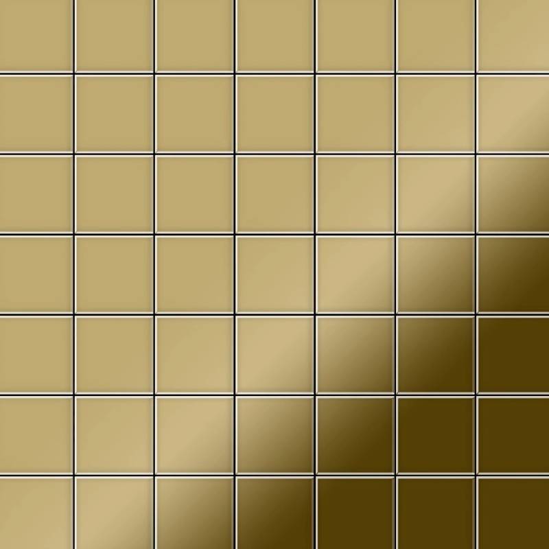 ALLOY Mosaik Fliese Massiv Metall Titan Hochglänzend Gold 1,6mm Stark Attica-ti-gm 1 Paket mit 10 Matten 0,85 m2 Gold von ALLOY