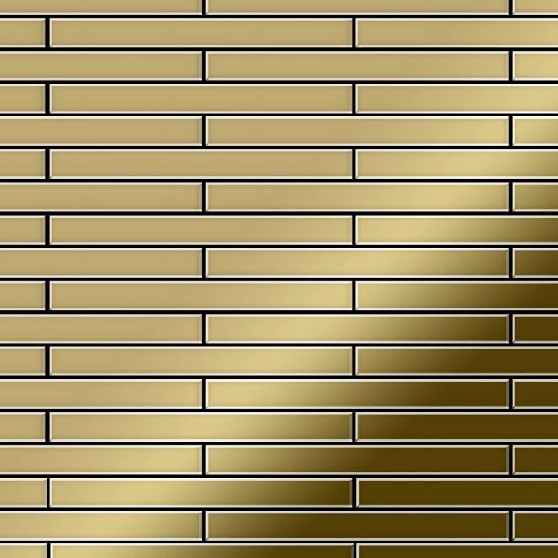 ALLOY Mosaik Fliese Massiv Metall Titan Hochglänzend Gold 1,6mm Stark Avenue-ti-gm 1 Paket mit 10 Matten 0,74 m2 Gold von ALLOY