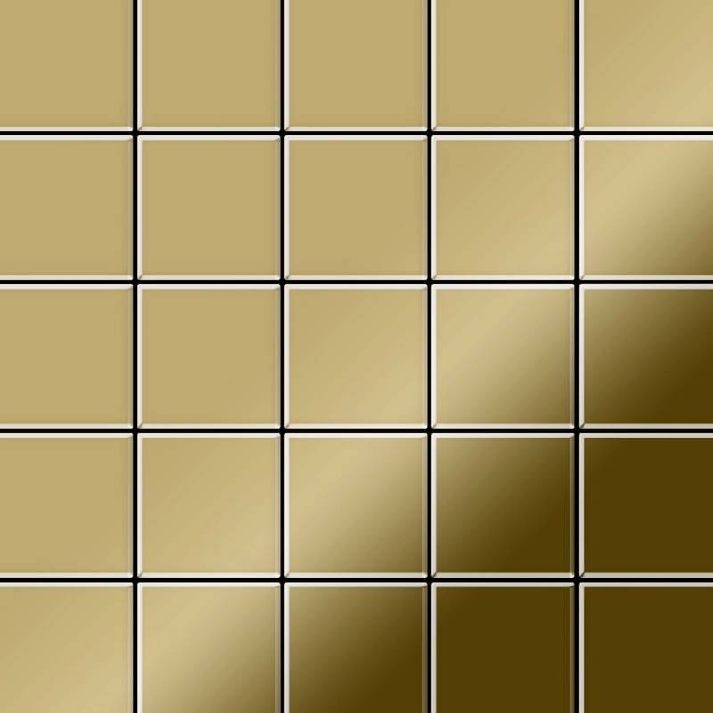ALLOY Mosaik Fliese Massiv Metall Titan Hochglänzend Gold 1,6mm Stark Century-ti-gm 1 Paket mit 50 Matten 0,5 m2 Gold von ALLOY