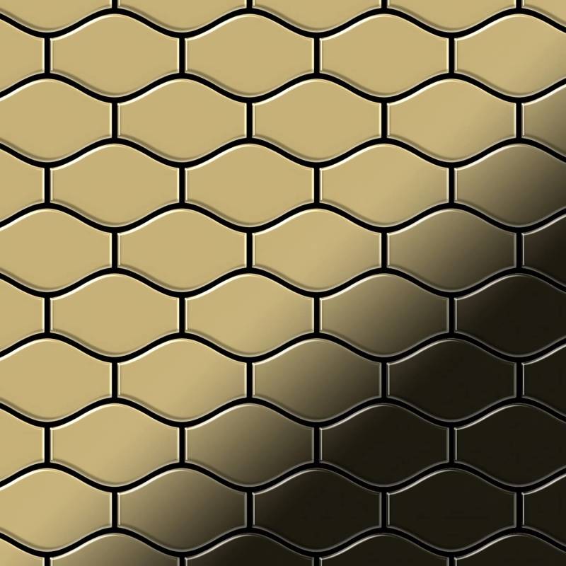 ALLOY Mosaik Fliese Massiv Metall Titan Hochglänzend Gold 1,6mm Stark Karma-ti-gm 1 Paket mit 10 Matten 0,86 m2 Gold von ALLOY