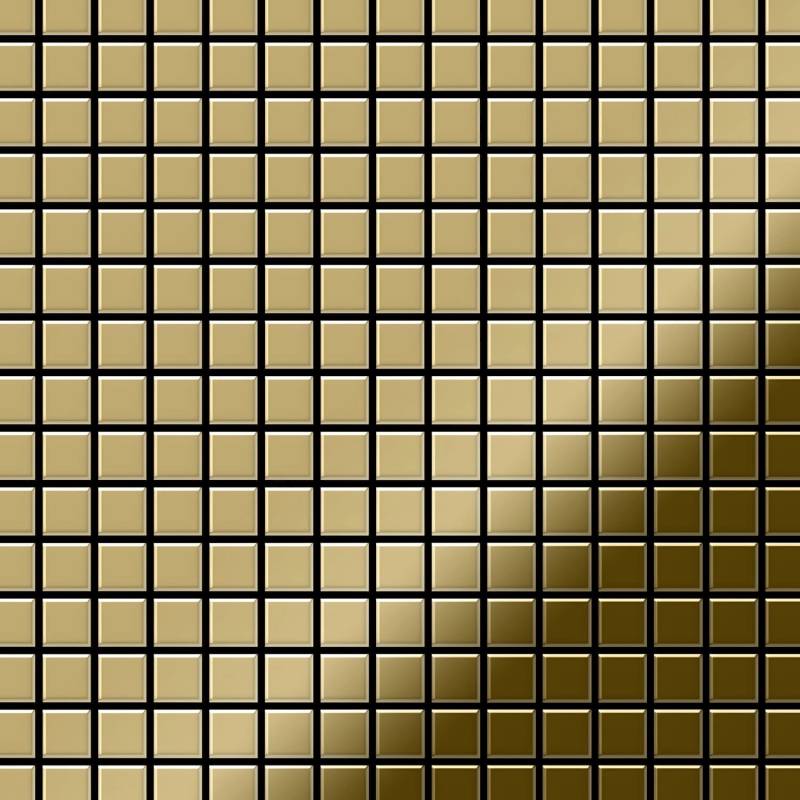 ALLOY Mosaik Fliese Massiv Metall Titan Hochglänzend Gold 1,6mm Stark Mosaic-ti-gm 1 Paket mit 10 Matten 1,04 m2 Gold von ALLOY