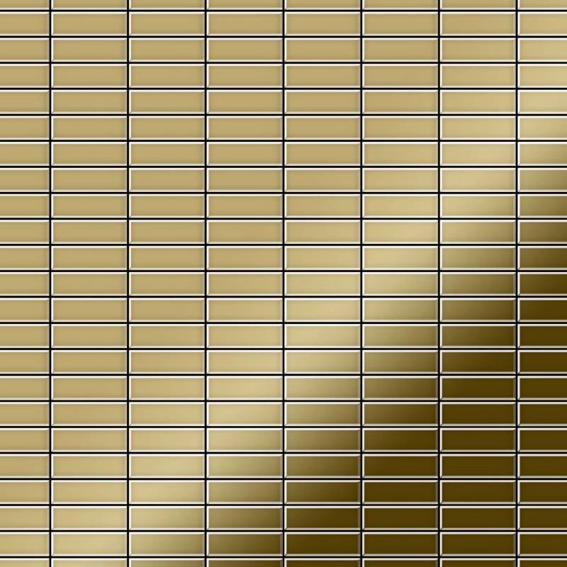 ALLOY Mosaik Fliese Massiv Metall Titan Hochglänzend Grau 1,6mm Stark Cabin-ti-gm 1 Paket mit 10 Matten 1,01 m2 Gold von ALLOY