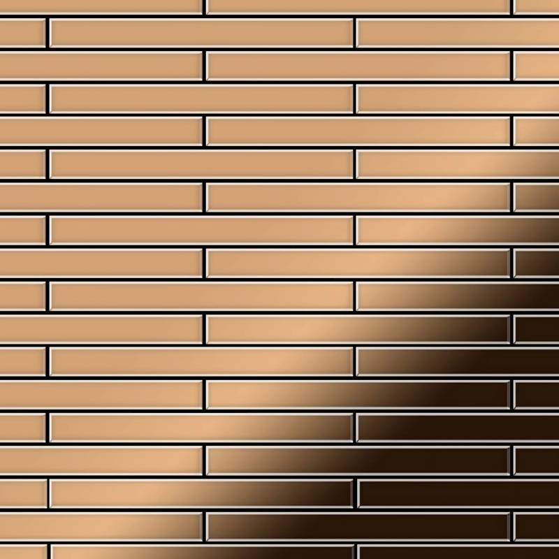 ALLOY Mosaik Fliese Massiv Metall Titan Hochglänzend Kupfer 1,6mm Stark Avenue-ti-am 1 Paket mit 10 Matten 0,74 m2 Kupfer von ALLOY
