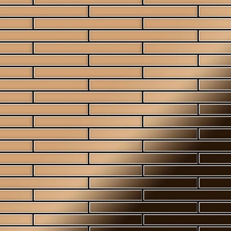 ALLOY Mosaik Fliese Massiv Metall Titan Hochglänzend Kupfer 1,6mm Stark Deedee-ti-am 1 Paket mit 10 Matten 0,63 m2 Kupfer von ALLOY