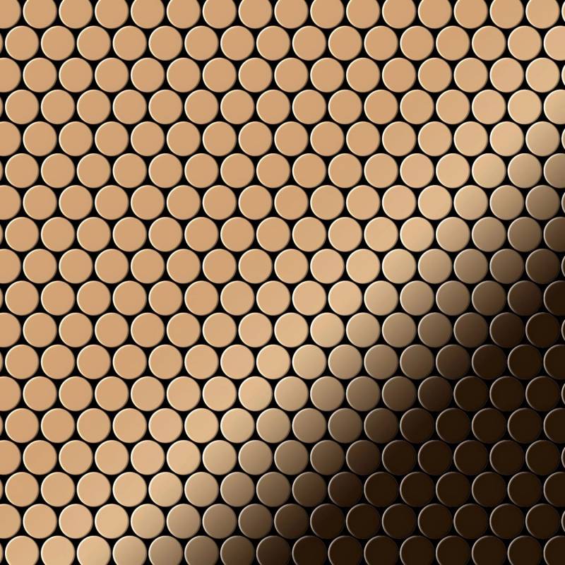 ALLOY Mosaik Fliese Massiv Metall Titan Hochglänzend Kupfer 1,6mm Stark Penny-ti-am 1 Paket mit 10 Matten 0,88 m2 Kupfer von ALLOY
