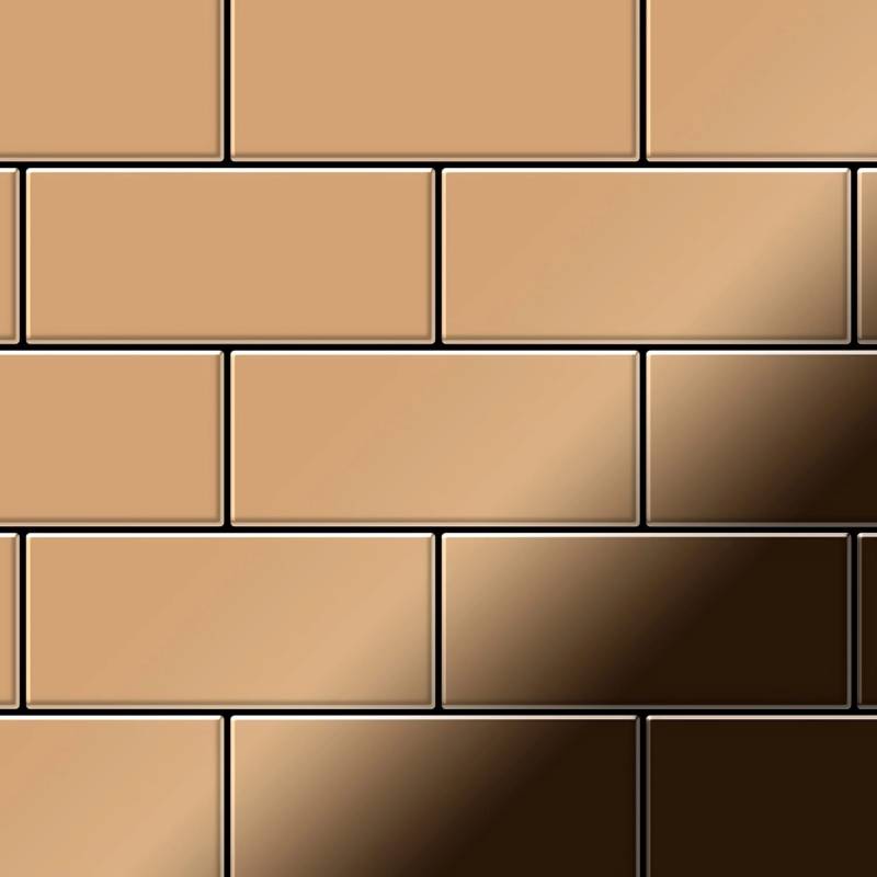 ALLOY Mosaik Fliese Massiv Metall Titan Hochglänzend Kupfer 1,6mm Stark Subway-ti-am 1 Paket mit 50 Matten 0,58 m2 Kupfer von ALLOY