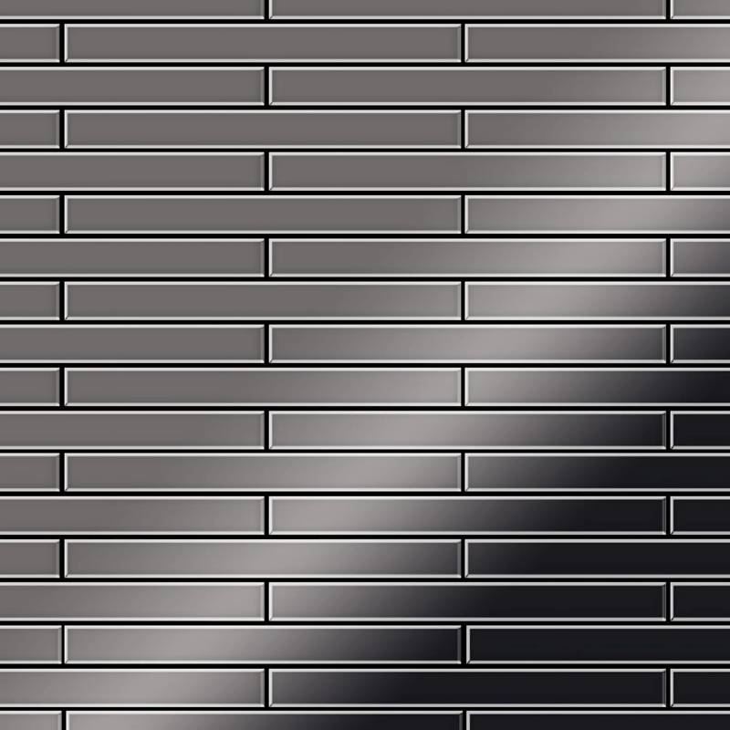 ALLOY Mosaik Fliese Massiv Metall Titan Hochglanz Dunkelgrau 1,6mm Avenue-ti-sm 1 Paket mit 10 Matten 0,74 m2 Grau von ALLOY