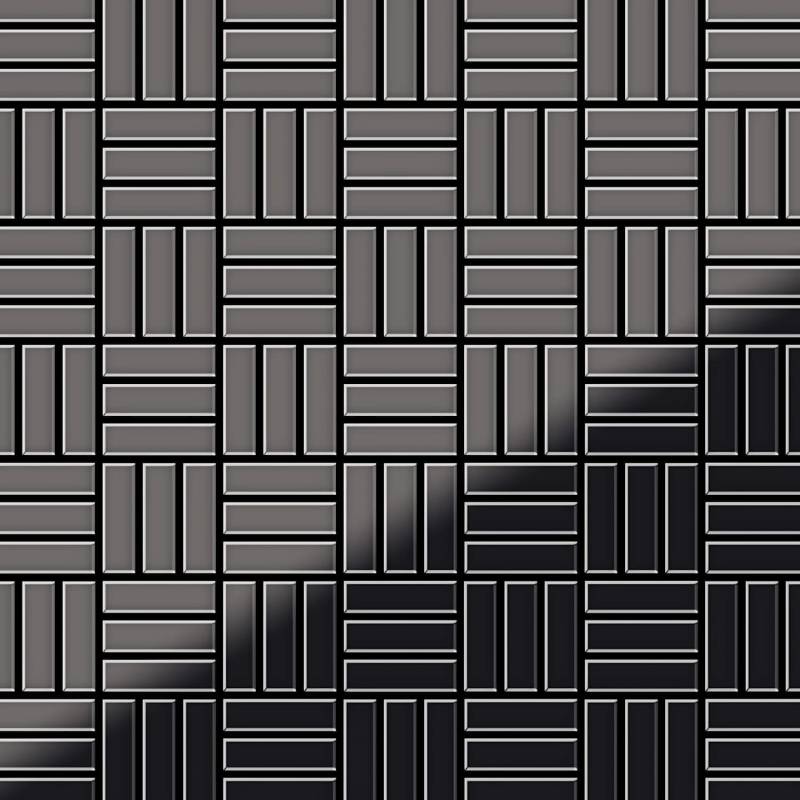 ALLOY Mosaik Fliese Massiv Metall Titan Hochglanz Dunkelgrau 1,6mm Basketweave-ti-sm 1 Paket mit 10 Matten 0,82 m2 Grau von ALLOY