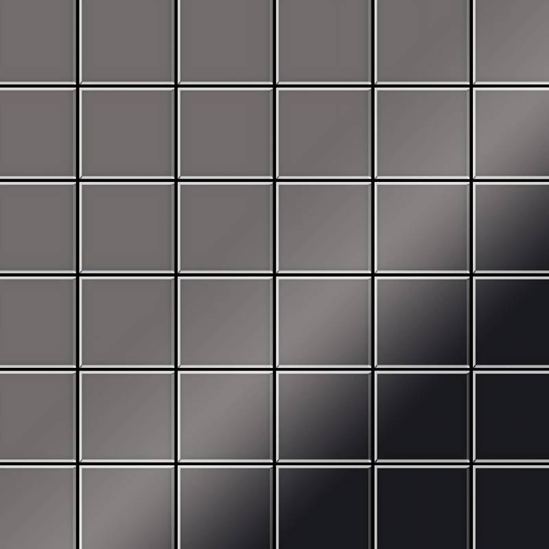 ALLOY Mosaik Fliese Massiv Metall Titan Hochglanz Dunkelgrau 1,6mm Cinquanta-ti-sm 1 Paket mit 10 Matten 0,94 m2 Grau von ALLOY