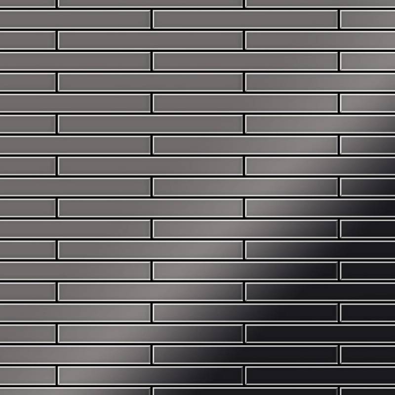 ALLOY Mosaik Fliese Massiv Metall Titan Hochglanz Dunkelgrau 1,6mm Deedee-ti-sm 1 Paket mit 10 Matten 0,63 m2 Grau von ALLOY