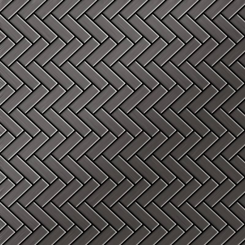ALLOY Mosaik Fliese Massiv Metall Titan Hochglanz Dunkelgrau 1,6mm Herringbone-ti-sm 1 Paket mit 10 Matten 0,85 m2 Grau von ALLOY