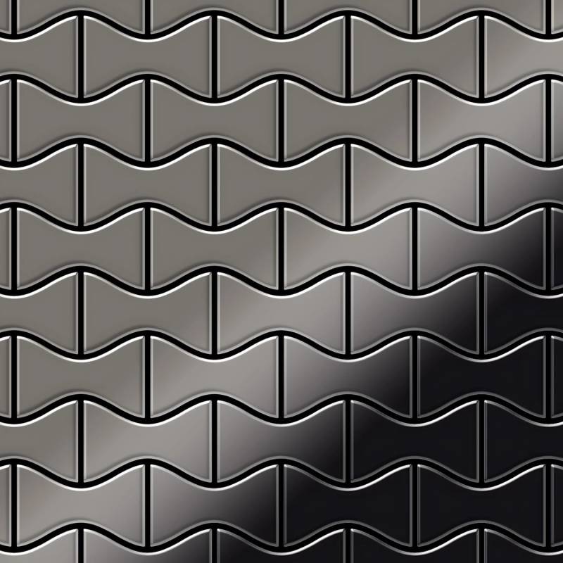 ALLOY Mosaik Fliese Massiv Metall Titan Hochglanz Dunkelgrau 1,6mm Kismet-ti-sm 1 Paket mit 10 Matten 0,86 m2 Grau von ALLOY