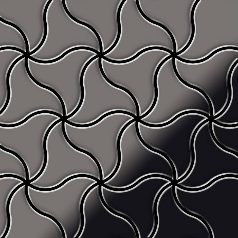ALLOY Mosaik Fliese Massiv Metall Titan Hochglanz Dunkelgrau 1,6mm Ninja-ti-sm 1 Paket mit 10 Matten 0,67 m2 Grau von ALLOY