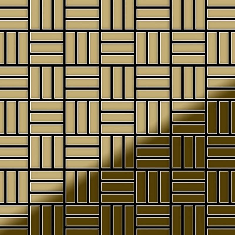 ALLOY Mosaik Fliese Massiv Metall Titan Hochglanz Gold 1,6mm Basketweave-ti-gm 1 Paket mit 10 Matten 0,82 m2 Gold von ALLOY