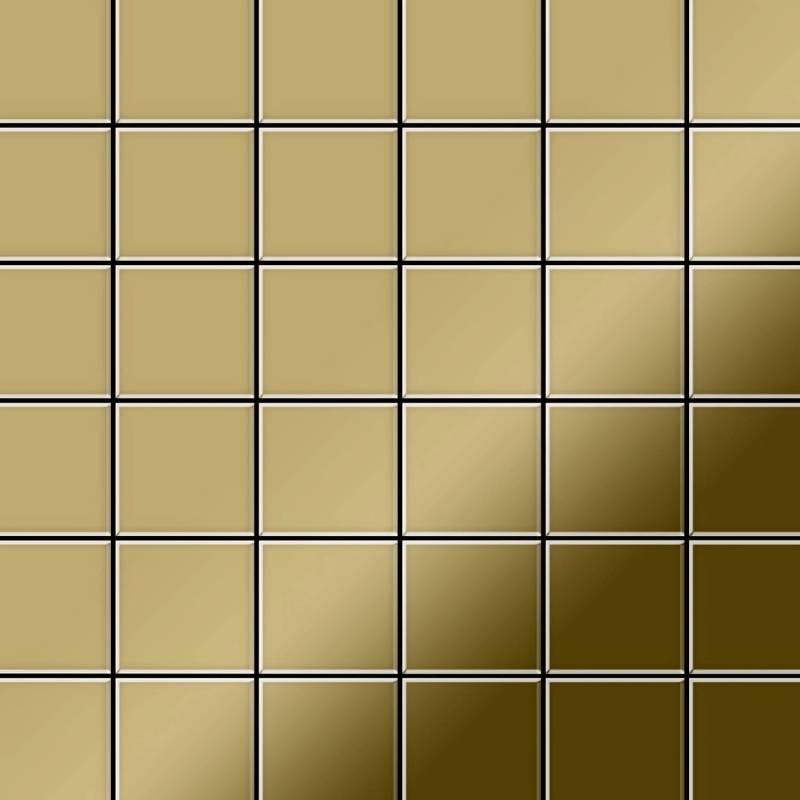 ALLOY Mosaik Fliese Massiv Metall Titan Hochglanz Gold 1,6mm Cinquanta-ti-gm 1 Paket mit 10 Matten 0,94 m2 Gold von ALLOY