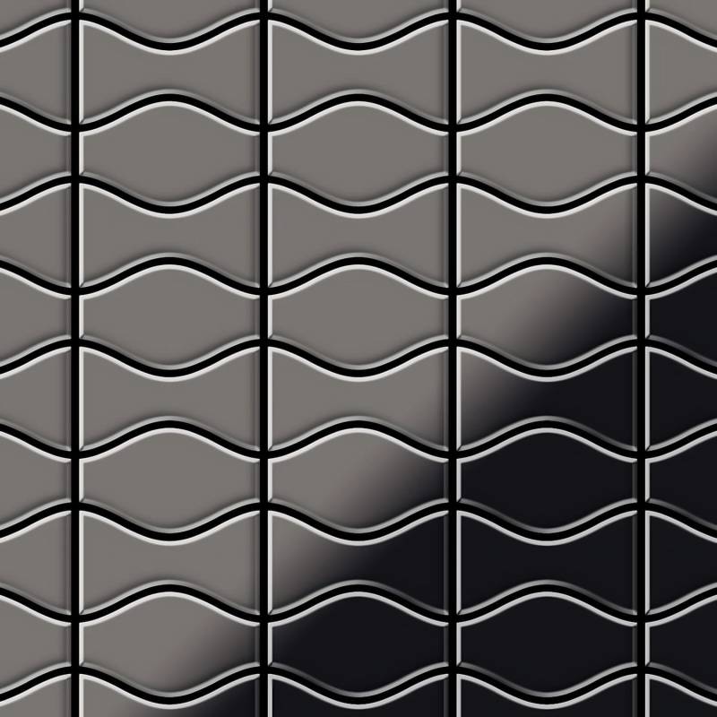 ALLOY Mosaik Fliese Massiv Metall Titan Hochglanz Grau 1,6mm Kismet & Karma-ti-sm 1 Paket mit 10 Matten 0,86 m2 Grau von ALLOY