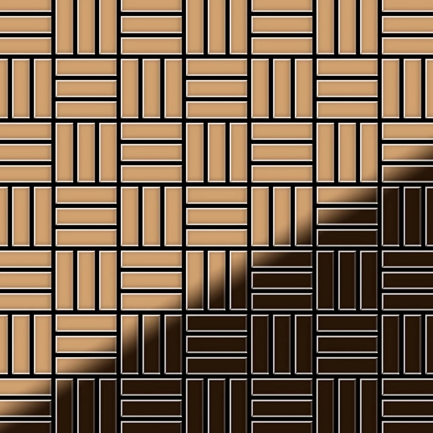 ALLOY Mosaik Fliese Massiv Metall Titan Hochglanz Kupfer 1,6mm Basketweave-ti-am 1 Paket mit 10 Matten 0,82 m2 Kupfer von ALLOY