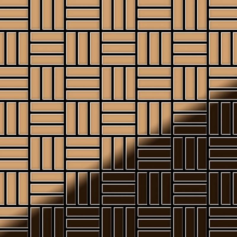 ALLOY Mosaik Fliese Massiv Metall Titan Hochglanz Kupfer 1,6mm Basketweave-ti-am 1 Paket mit 10 Matten 0,82 m2 Kupfer von ALLOY