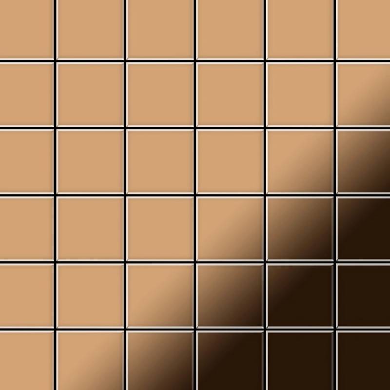 ALLOY Mosaik Fliese Massiv Metall Titan Hochglanz Kupfer 1,6mm Cinquanta-ti-am 1 Paket mit 10 Matten 0,94 m2 Kupfer von ALLOY