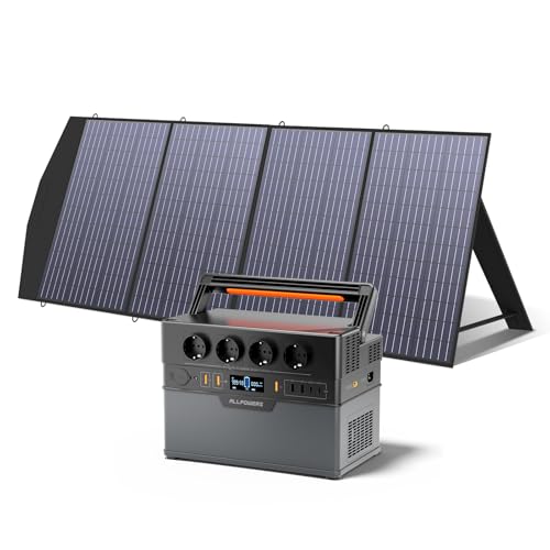 ALLPOWERS 1092Wh Tragbares Powerstation, 4* 230V/1500W AC-Steckdosen AKKU Solargenerator Mobiler Stromspeicher mit 200W Solarpanel für Home Notfall Camping Freien Garten Reise Stromausfälle Wohnmobil von ALLPOWERS