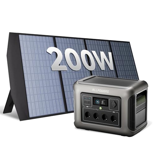 ALLPOWERS R1500 LITE Tragbare Powerstation mit 200W Solarpanel, 1056Wh LFP Batterie Backup mit 4 1600W AC Ausgäng, Generatoren mit 200W Solar Panel, Mobile Stromversorgung, Stromreserve für Camping ALLPOWERS R1500 LITE Tragbare Powerstation mit 200W Solarpanel, 1056Wh LFP Batterie Backup mit 4 1600W AC Ausgäng, Generatoren mit 200W Solar Panel, Mobile Stromversorgung, Stromreserve für Camping von ALLPOWERS