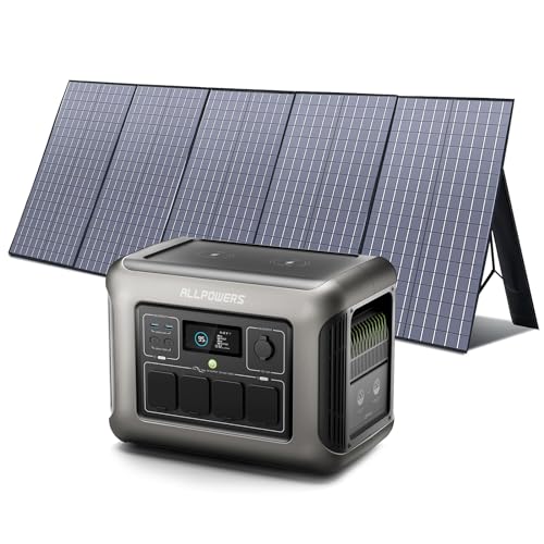 ALLPOWERS R1500 Tragbare Powerstation mit 400W Solarpanel, 1152Wh LiFePO4 Batterie mit 1800W AC Ausgang Solargenerator, 43dB Leise Betrieb Mobile Notstromversorgung für Garten Reise Camping Wohnmobil von ALLPOWERS