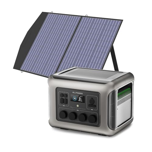 ALLPOWERS R2500 Solargenerator 2016Wh mit 100W Solarpanel, 4 x 2500W AC Ausgänge (4000W Spitze), Tragbare Powerstation mit Solarpanel für Stromausfall, Camping, Wohnmobil, Wohnwagen und Notfälle von ALLPOWERS