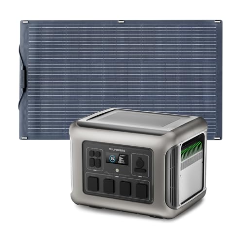 ALLPOWERS R2500 Solargenerator mit SF100 100W Solarpanel,4 x 2500W AC Ausgänge,1 Std 100% Schnell Aufladen 2016Wh Akku,Tragbare Powerstation mit Solarpanel für Stromausfall Camping Wohnmobil Notfälle von ALLPOWERS
