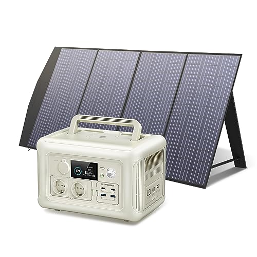 ALLPOWERS R600 299WH LiFePO4 Batterie Solargenerator, 2x 600W (1200W Spitze) AC Ausgang Tragbare Powerstation mit 200W Solarpanel, Mobile Stromversorgung für Garten Reise Camping Wohnmobil Notfall von ALLPOWERS