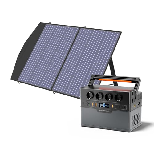 ALLPOWERS S1500 PLUS Solargenerator, 1092WH Tragbare Powerstation mit 100W Solarpanel, 4 * 230V 1500W AC Steckdose mobile Stromversorgung für Wohnmobil Outdoor Heimwerken und als Notstromaggregat von ALLPOWERS