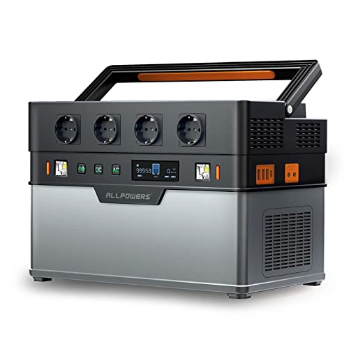 ALLPOWERS S1500 Tragbare Powerstation 1092Wh Akku Mobiler Stromspeicher mit 4x 1500W (Spitze 3000W) Steckdose, Schnellladung Solargenerator für Hausstromversorgung, für Camping und Wohnmobile von ALLPOWERS