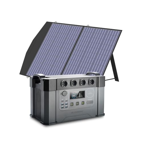 ALLPOWERS S2000 Pro Tragbares Powerstation mit 100W Faltbares Solarpanel 1451Wh 2400W AKKU Solargenerator Mobiler Stromspeicher Power Station(4000W Spitzenwert) für Home Notfall Camping RV Reise von ALLPOWERS