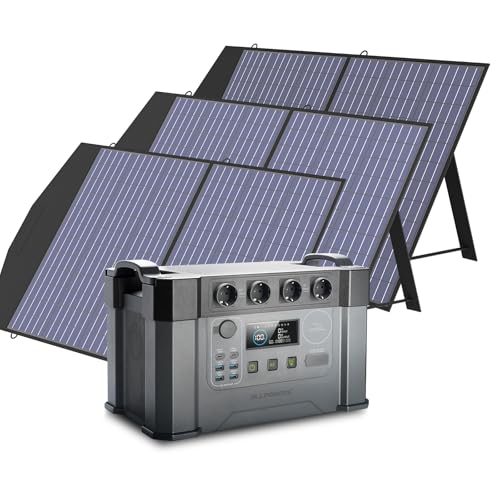ALLPOWERS S2000 Pro Tragbares Powerstation mit 3x 100W Faltbares Solarpanel, 1451Wh 2400W (4000W Spitzenwert) AKKU Solargenerator Mobiler Stromspeicher Power Station für Home Notfall Camping RV Reise von ALLPOWERS