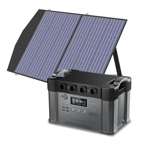 ALLPOWERS S2000 Tragbares Powerstation mit 100W Faltbares Solarpanel 1500Wh 2000W AKKU Solargenerator Mobiler Stromspeicher Power Station(4000W Spitzenwert) für Home Notfall Camping RV Reise von ALLPOWERS