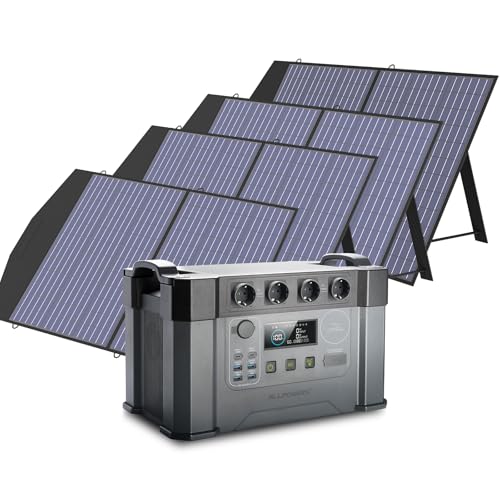 ALLPOWERS S2000 Tragbares Powerstation mit 4x 100W Faltbares Solarpanel, 1500Wh 2000W (4000W Spitzenwert) Power Station AKKU Solargenerator Mobiler Stromspeicher für Home Notfall Camping RV Reise von ALLPOWERS