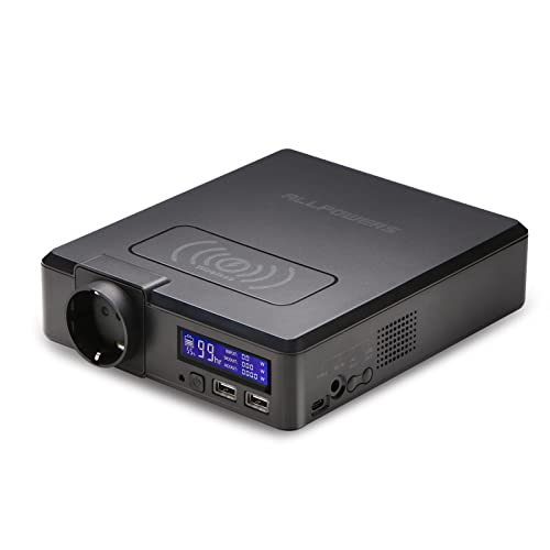ALLPOWERS Tragbare Powerstation 200W 154Wh Kabellos Akku Solar Generator Power Station Batterie Mobiler Stromspeicher Mobiler Energiespeicher für Camping Mobilphone Laptop Reise Wohnmobil Notfall von ALLPOWERS