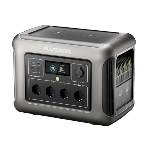 ALLPOWERS Tragbare Powerstation R1500, 1152Wh LiFePO4 Akku, 1800W Solargenerator, 0-80% geladen in 40 Min mit UltraFast Modus Mobile Notstromversorgung für Garten Party Reise Camping Wohnmobil von ALLPOWERS