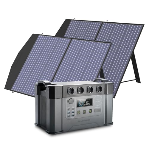 ALLPOWERS Tragbares Powerstation (S2000) 1500Wh 2000W AKKU Solargenerator Mobiler Stromspeicher Power Station(4000W Spitzenwert) mit 2x 100W Faltbares Solarpanel für Home Notfall Camping RV Reise von ALLPOWERS