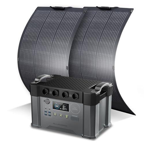 ALLPOWERS Tragbares Powerstation S2000 Pro 1451Wh 2400W AKKU Solargenerator Mobiler Stromspeicher Power Station(4000W Spitzenwert) mit 2x 100W Flexibles Solar Panel für Home Notfall Camping RV Reise von ALLPOWERS