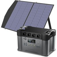 Tragbares Powerstation 1500Wh 2400W akku mppt Solargenerator Mobiler Stromspeicher, 30A Wohnmobilstecker mit 100W Faltbares Solarpanel für Wohnmobil, von ALLPOWERS