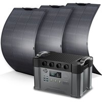 S2000 Tragbares Powerstation mit 2 x 100W Flexibles Solar Panel 1500Wh 2000W (4000W Spitzenwert) akku Solargenerator Mobiler Stromspeicher Power von ALLPOWERS